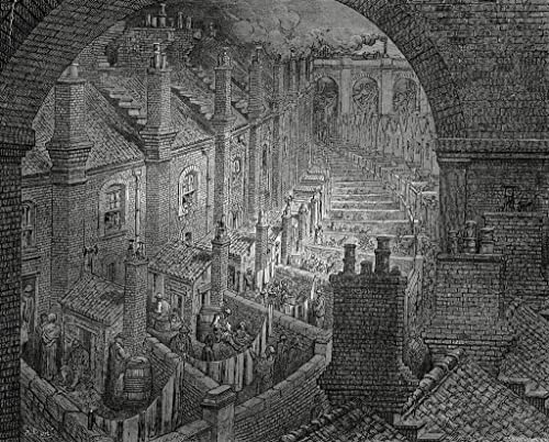 Gravure de Gustave Doré Bidonvilles de Londres : affiche pour décoration murale rétro 60x90