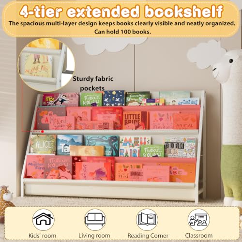 Image of 4-Tier Extended Kids Bookshelf, Book Shelf for kids rooms，bookshelf for kid