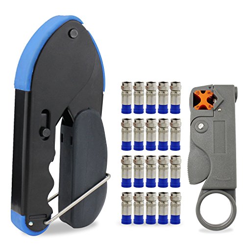 Para la compresión del cable de herramientas para conectores de montaje RG6 Stripper Con 20x conectores F de compresión