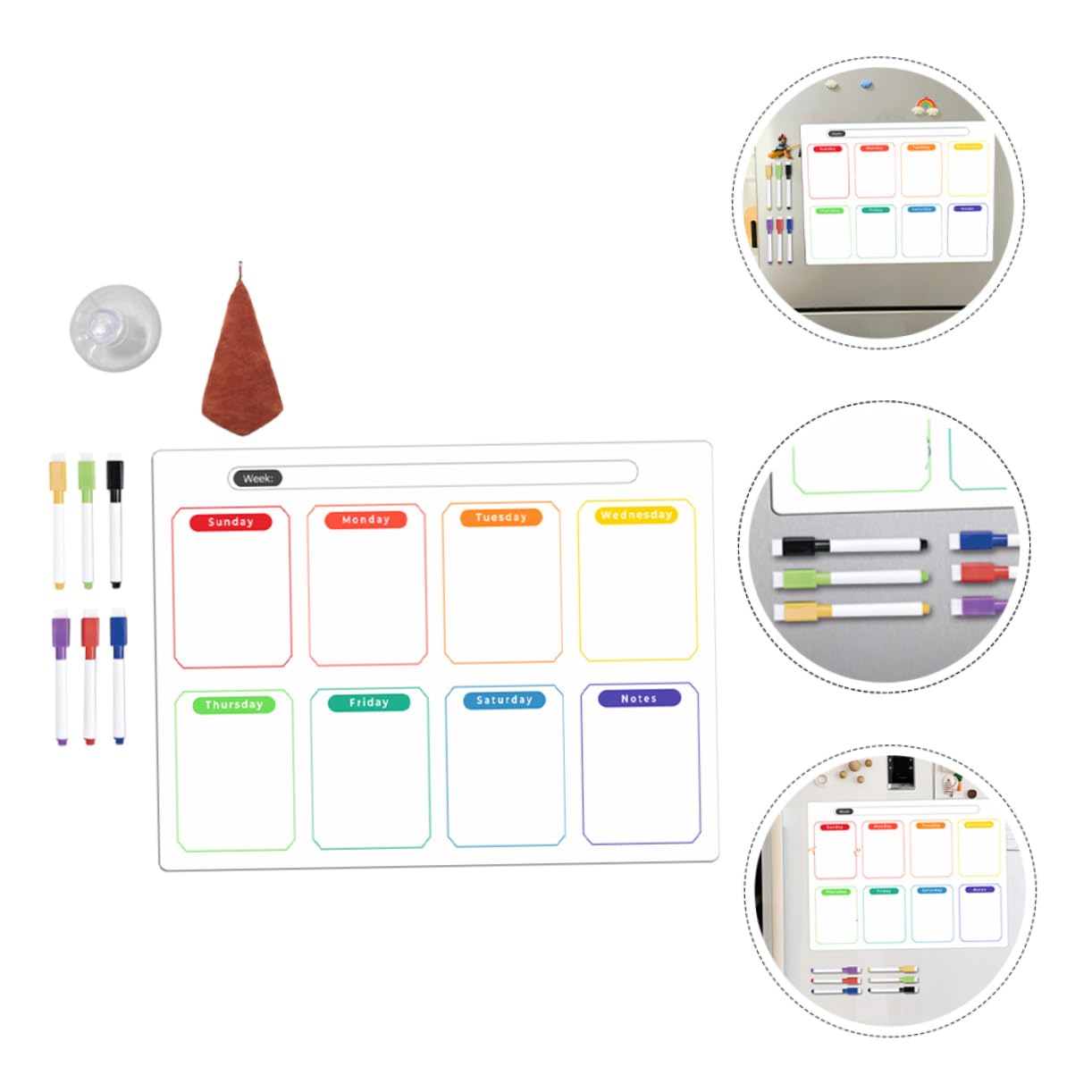 4juegos Tablero Magnético Erasable Para Planificación y Mensual Pizarra De Escritorio y Nevera Incluye Marcadores y Accesorios Para Organización Casa y Oficina