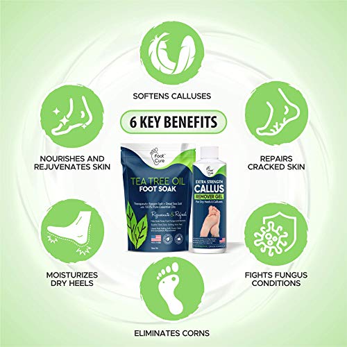 2 in 1 Foot Care Treatment Kit, Made in USA, Includes Callus Remover Gel & Tea Tree Oil Foot Soak, For a Smoother Feet, Get Rid of Bad Odor, Fungi and Athletes Foot