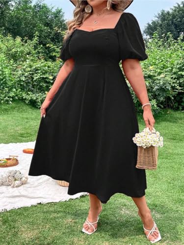 Image of KOTTY Women's Flowy Midi Round Neck Plus Size Dress