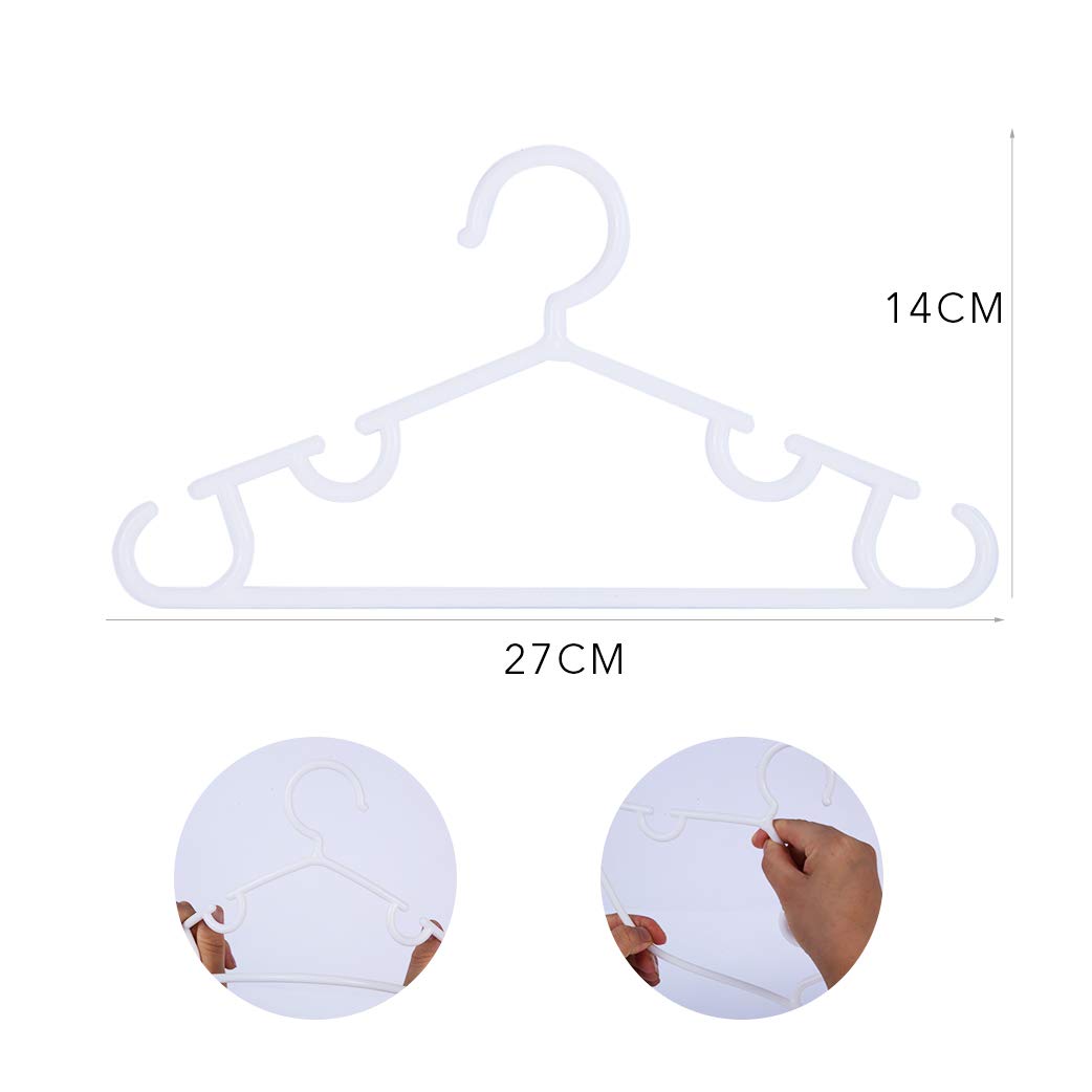 60 Unidades Perchas para Ropa de Infantiles De Plástico para Niños y Bebés 27CM + 15pcs Organizador