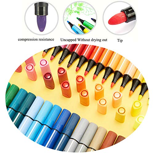 KXF Washable Felt Tip Colouring Pens Set for Children Non-toxic Thick Fibre Tip Chunky Pens with Case Box for Colouring Book Drawing Gift - 48 Assorted Colours - Ages 3 Years Plus - Image 4