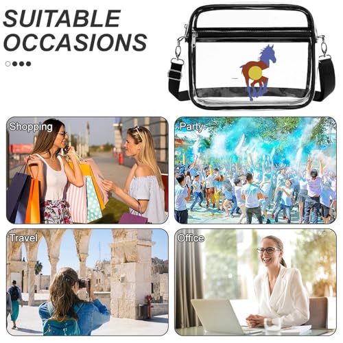 Colorado Wild Horses Large Crossbody Bag Clear Stadium Bag Anti-Theft Side Shoulder Bags Messenger Bag with 2 Compartments4