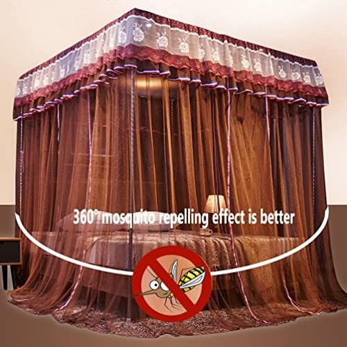 Fabric Bed Drapes Mesh Protection Canopy Shielding Netting,Bed Tents,Double Layer Luxury Bed Canopy Mosquito Net for Single Double Bed, Princess Room Lace Bed Curtains Summer Bedroom Decor (