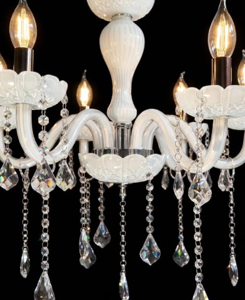 Image of Chandelier Modern K9 Crystal Chandelier Lighting, Clear Crystal Ceiling Light Fixture Pendant Lamp (Bulb Included) White Colour and Crystal Clear