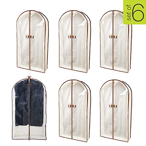 Smart Design Canvas Gusseted Garment Bag - (24 x 42 Inch) - w/Clear