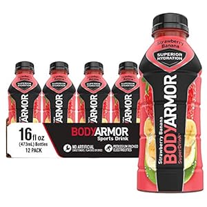 BODYARMOR Sports activities Drink Sports activities Beverage, Strawberry Banana, Pure Flavors With Nutritional vitamins, Potassium-Packed Electrolytes, Good For Athletes, 16 Fl Oz (Pack of 12)
