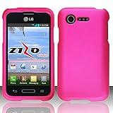 LG Optimus Fuel L34C Pink Rubberized Plastic Cover Snap On Hard Rugged Gel Case Cell Phone Shield Protector Shell from [Accessory Library]