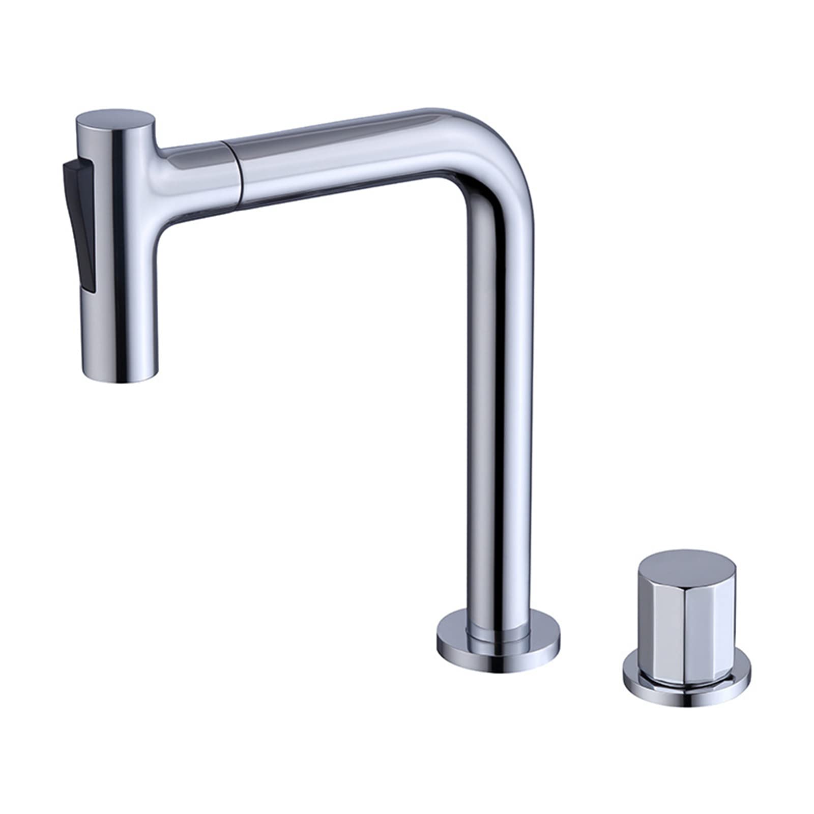 Robinet de lavabo extractible à 2 trous en chrome éclatant pour vasque moderne