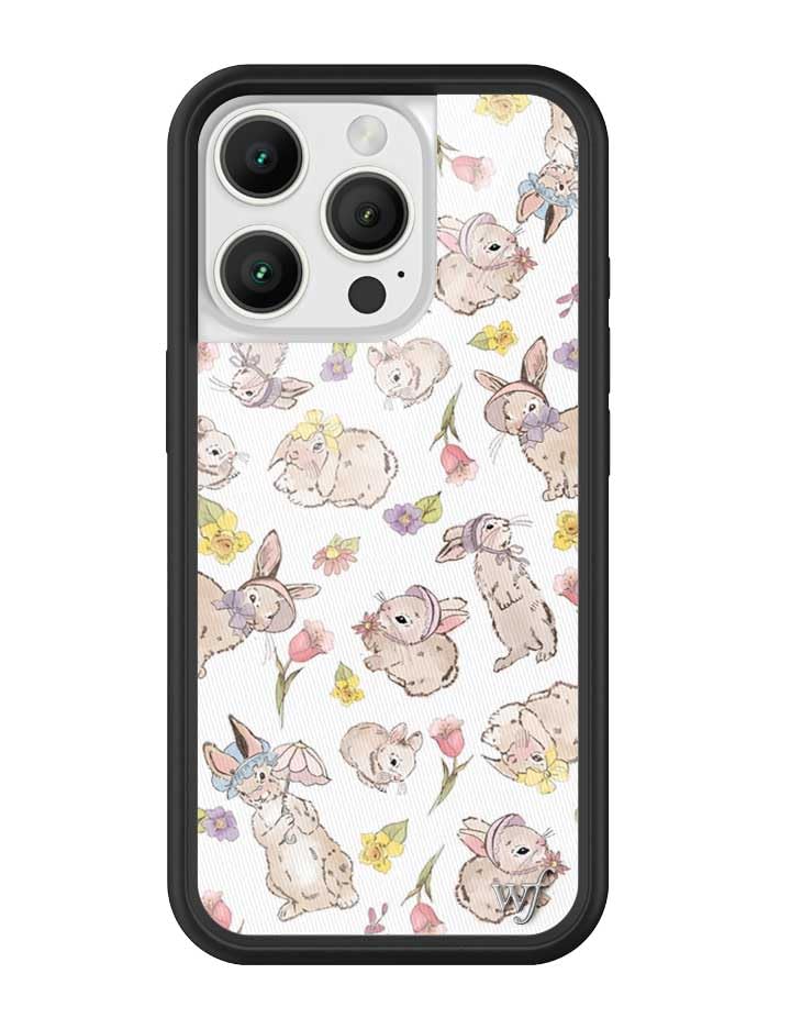Image of Wildflower Cases - iPhone 16 Pro Compatible - Bunnies in Bonnets | Impact-Certified 6.5 ft Drop Protection Case, Raised Protective Bumper, Cute Aesthetic Design, Women-Owned Small Business