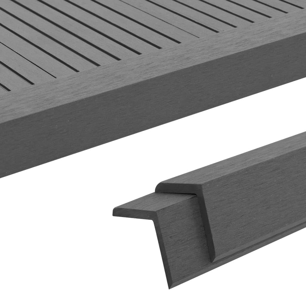 Building Materials 5 pcs Decking Angle Trims WPC 170 cm Grey Flooring & Carpet