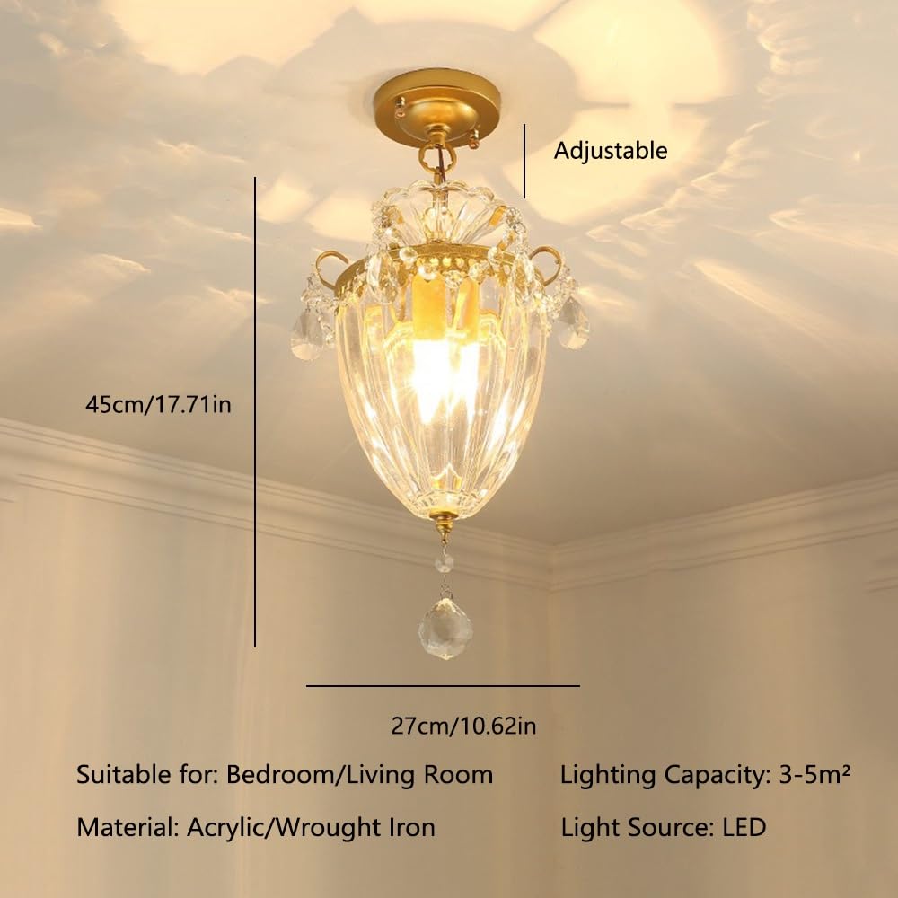 Lustre Nordique En Acrylique Doré, Suspension Vintage de 28 Cm