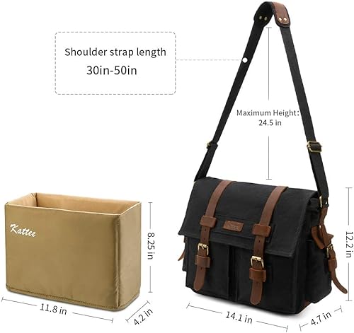 Miniatura 3 de Kattee Bolso bandolera de lona de cuero para cámara vintage DSLR SLR M