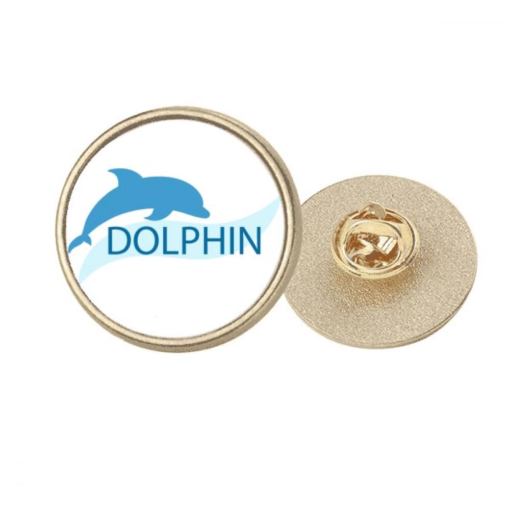 Broche dauphin bleu M en métal doré Blue Ocean - 4
