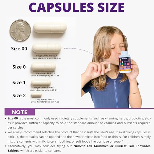 Image of NuBest Tall | Support Bone Strength, Bone Health, Enhanced Immune and Whole Body Wellness with Calcium, Collagen, and Herbs for Ages 5+ & Teens | 60 Capsules | 1 Month Supply