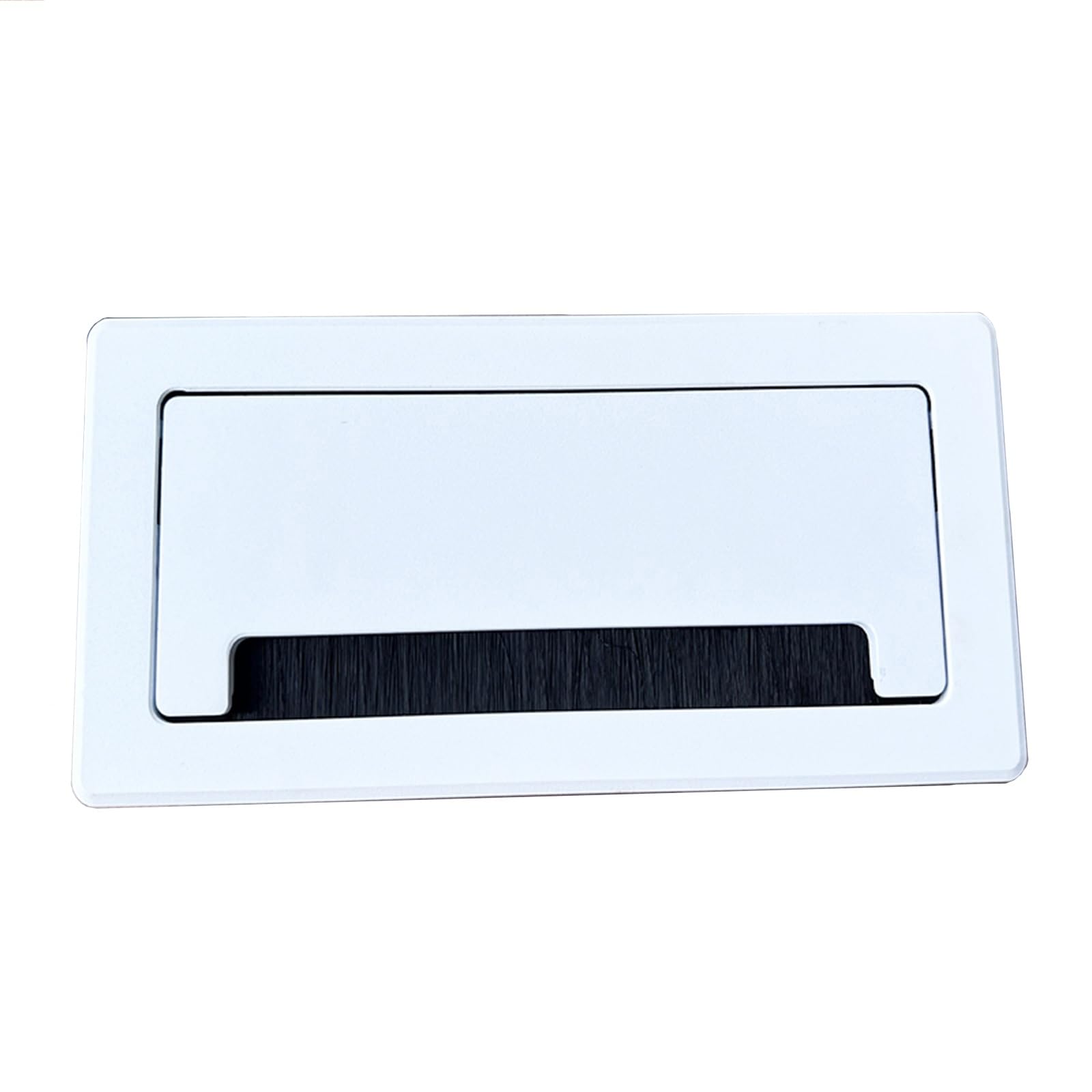 Tapa Pasacables Mesa Pasacables Rectangular para Escritorio para Ocultar Cables, Pasacables Metálicos con Tapa Abatible y Cepillo Antipolvo(White,500x90mm)