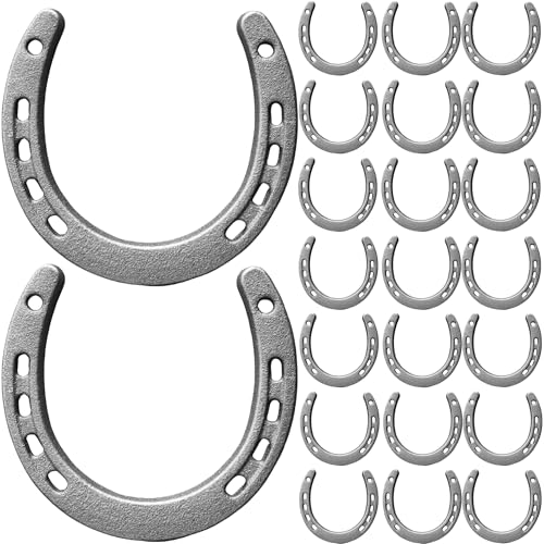 ZSHIGANMA 24Pcs Cast Iron Horse Shoes for Decorations Durable Good Lucky Horseshoe for Wall Dcor Indoor Outdoor Cowboy Western Wedding Birthday Party Favors Supplies