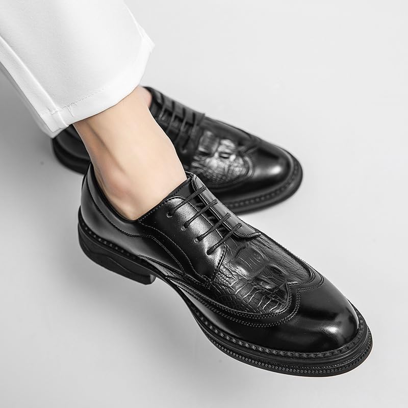 Men's Vintage Oxford Dress Shoes, Breathable Comfortable Lace-Up Leather Business Formal Shoes for Men Fashion Wedding Tuxedo Office Work4