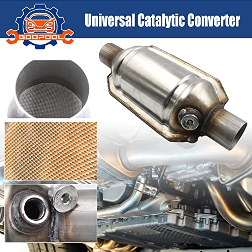 2\" Catalytic Converter Universal 2 Inch Inlet/Outlet Cat Converter with Heat Shield and O2 Port