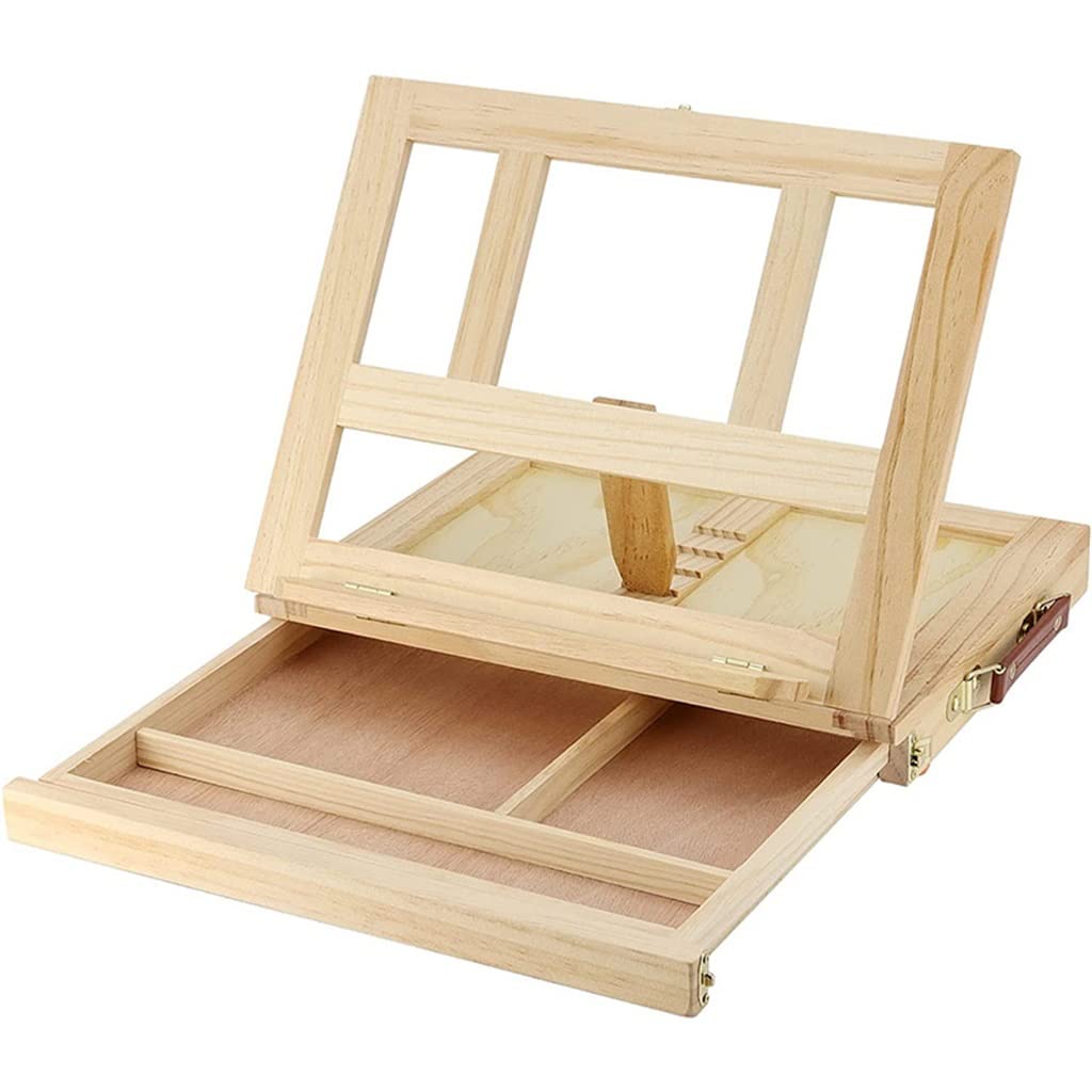 HADECOLL Portable Desktop Tabletop Easel Paint Box Drawer Pencil Brush Case Organiser