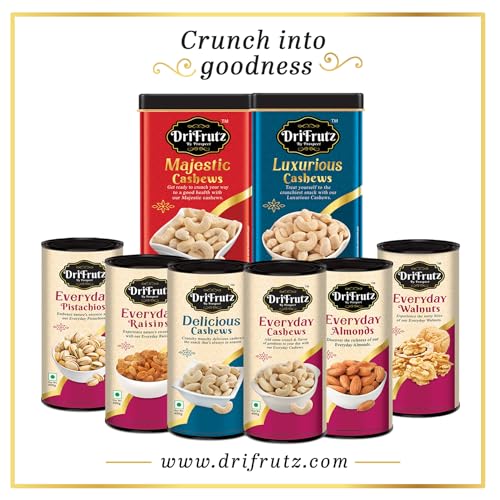 Image of DRIFRUTZ Luxurious Cashew W210 | 400g (400g X 1) Tin Pack | Whole Cashew Kernels | Meant for Curated Gifting, Specialty Cuisine, Dry Fruit Assortments, and Formal Presentation
