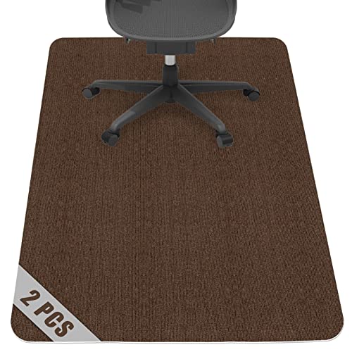2Pcs Office Chair Mat For Hardwood & Tile Floor, 48 "X36 Computer Desk Chair Mat, Home Floor Protector Mat, Under Desk Low-Pile Rug, Anti-Slip, Easy To Clean (Coffee) #TOP4