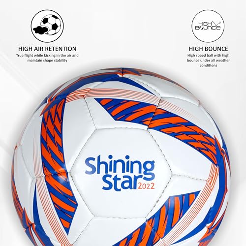 Nivia Shining Star Football/Rubberized Stitched Football/32 Panels/International Match Ball/Size - 5 (Orange) 3 517+g6wQPrL