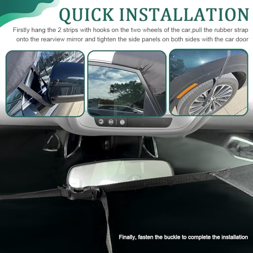 Image of Car Windshield Cover for Ice and Snow, Frost Guard Windshield Cover, Car Windshield Snow Cover Winter Ice Sunshade Protector, Universal Car Exterior Accessories for Cars, Trucks, Vans (Front)