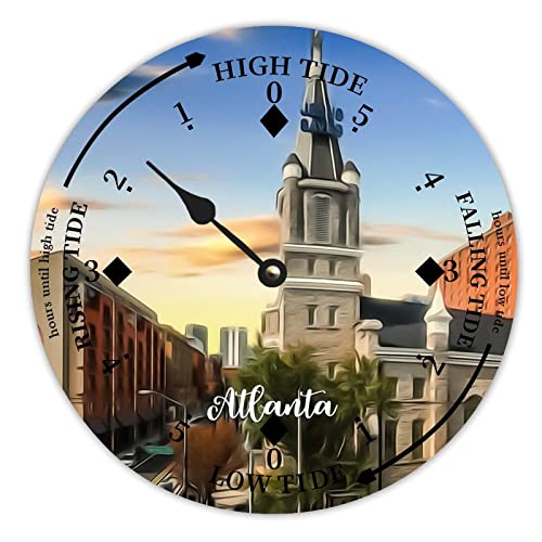 Atlanta Cityscape Tide Clock, 10-Inch Wooden Wall Art
