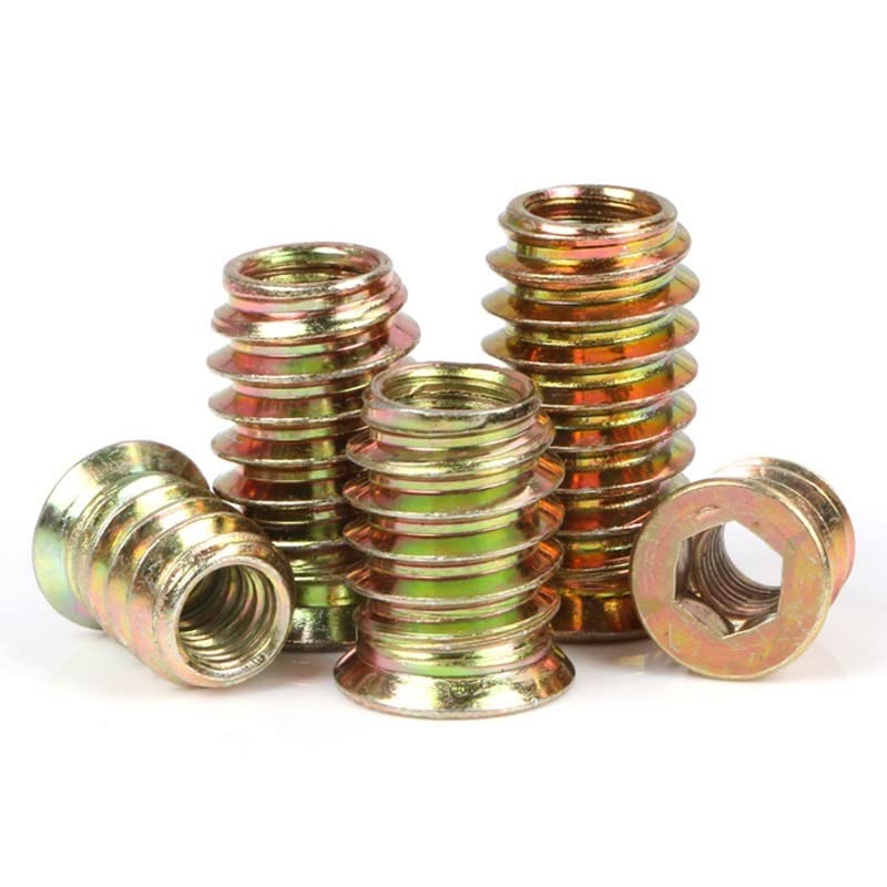 Flanged Hex Socket Furniture Nutsert Nuts - Zinc Alloy Carbon Steel Iron for Furniture Assembly(M8X20mm (10pcs))