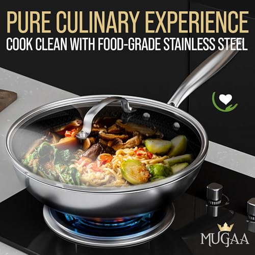 Wok de acero inoxidable 11" con tabla y tapa miniatura 4