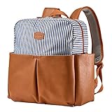 JJ Cole Popperton Boxy Backpack Diaper Bag, Ticking Stripe