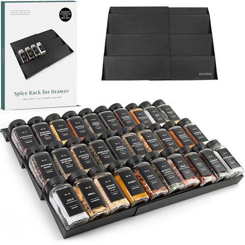 Spice-Drawer-Organizer-Expandable-Spice-Rack-for-Drawer-Black Spice Drawer Organizer, Expandable Spice Rack for Drawer Black - Image 1