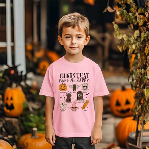 KEKEMI Kid Boys Girls Halloween Shirts Things That Make Me Happy T-Shirt Funny Spooky Season Outfit Short Sleeve Tees Tops3