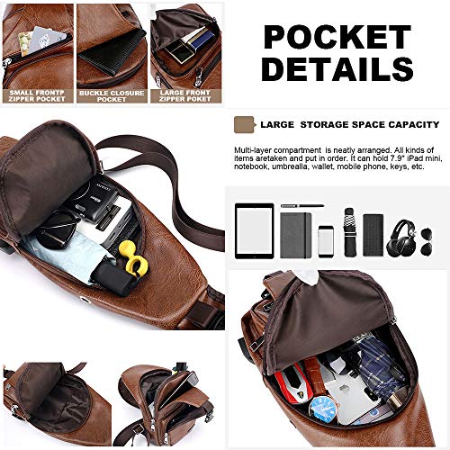 Peicees-Mens-Leather-Sling-Bag-with-USB-Charger-Travel-Gym-Bike-Laptop-iPad-Camera-Sling-Chest-Crossbody-Backpack-Multipurpose-Sling-Shoulder-Daypack-for-Men-College-Teens-Boys-Style1-Black-Style1-Bla