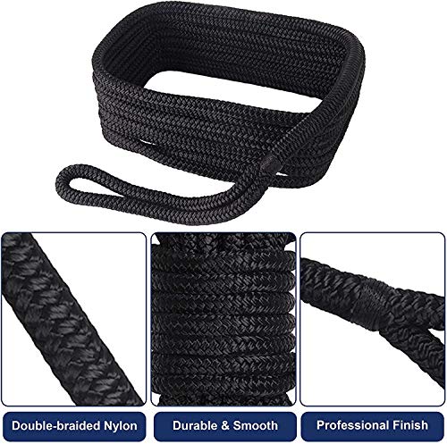 Double Braided Nylon Dock Lines, Premium Mooring Line Anchor Rope for Boats (L: 16.5 Ft/ 25 Ft/ 50Ft, D: 3/8", 1/2", 5/8" - Image 2