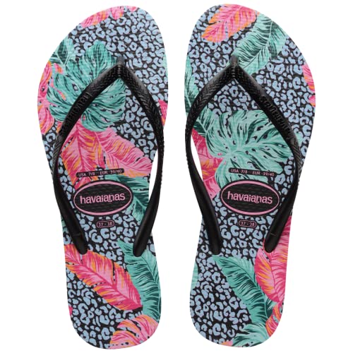Havaianas kids slim animal floral sandal - black/black -, 11/12C little kid4