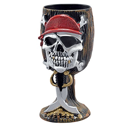 Bristol Novelty- Gobelet Verre à Pied Pirate, BA942, Multicolore, Taille Unique Halloween