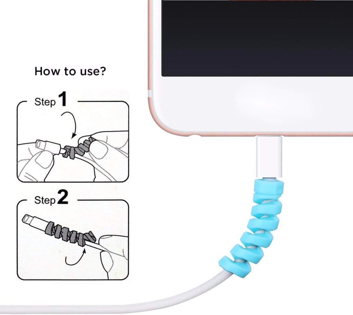 Kablo Koruyucu 4'lü Apple, Android Şarj Aleti Kablosu Koruyucu Silikon Spiral Yay Aparat KALİTELİ