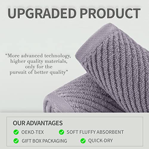 Towels For Bathroom,6 Pieces Gift Set,100% Cotton | Large | Soft | Quick Dry, 2 Bath Towels 30×56Inch, 2 Hand Towels 18×28, 2 Wash Cloths 13×13,College Dorm Room Essentials, Lilac | Purple #TOP2