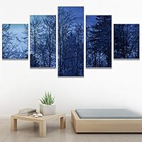SIGNWIN 5 Panel Canvas Wall Art Modern Art Astronomy & Space Dramatic Moon Multicolor Photography Rustic for Home Decorations Ready to Hang - 60
