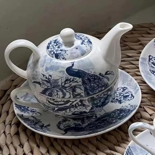 Zxylerティーフォーワン(1 人用)茶具セット ボーンチャイナ磁器/セラミック製 ティーポット + カップとソーサーセット 北欧風デザイン コーヒー・ティー両用 ホーム午後のティー・オフィス用最適