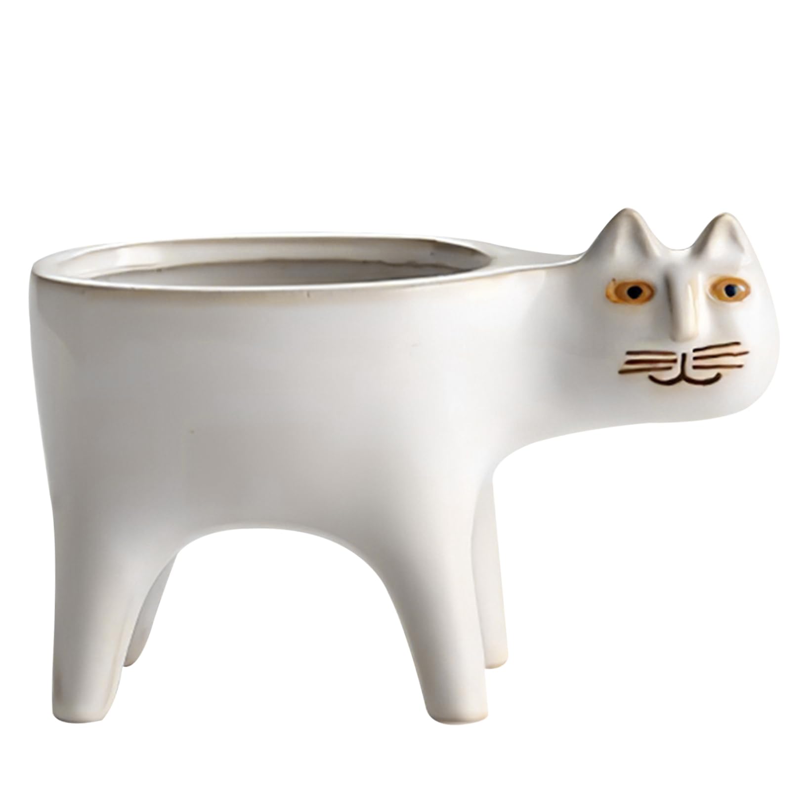Peosaard Flowerpot, Succulent Plant Container Flowerpot Animal Plant Pot Ceramic Cat Shape Home Decoration, Animal Plant Pot White