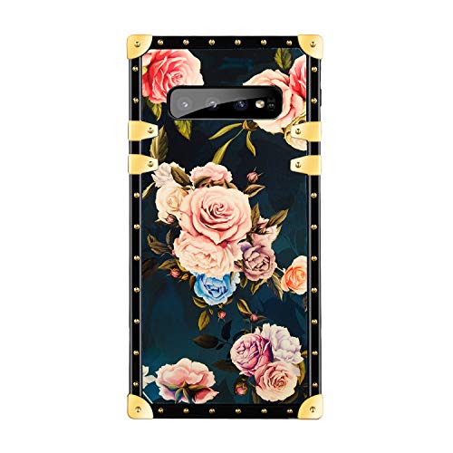 Funermei Flower Luxury Case for Samsung Galaxy S10,3D Soft Colorful Rose Floral Rivet Pattern Cute Design Slim Cover,Unique Women Girls Lady Phone Skin, Color TPU Cases for Galaxy S10
