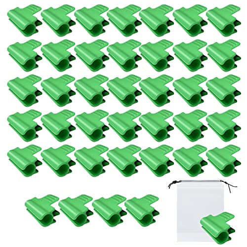 YSDYY 40 Clips Verdes de Invernadero,Clips de Tubo de Sombra de jardín y 1 Bolsa con cordón para Soporte de extensión de Plantas de Temporada,Red de jardín, Accesorios de Tela de Sombra (11 mm)