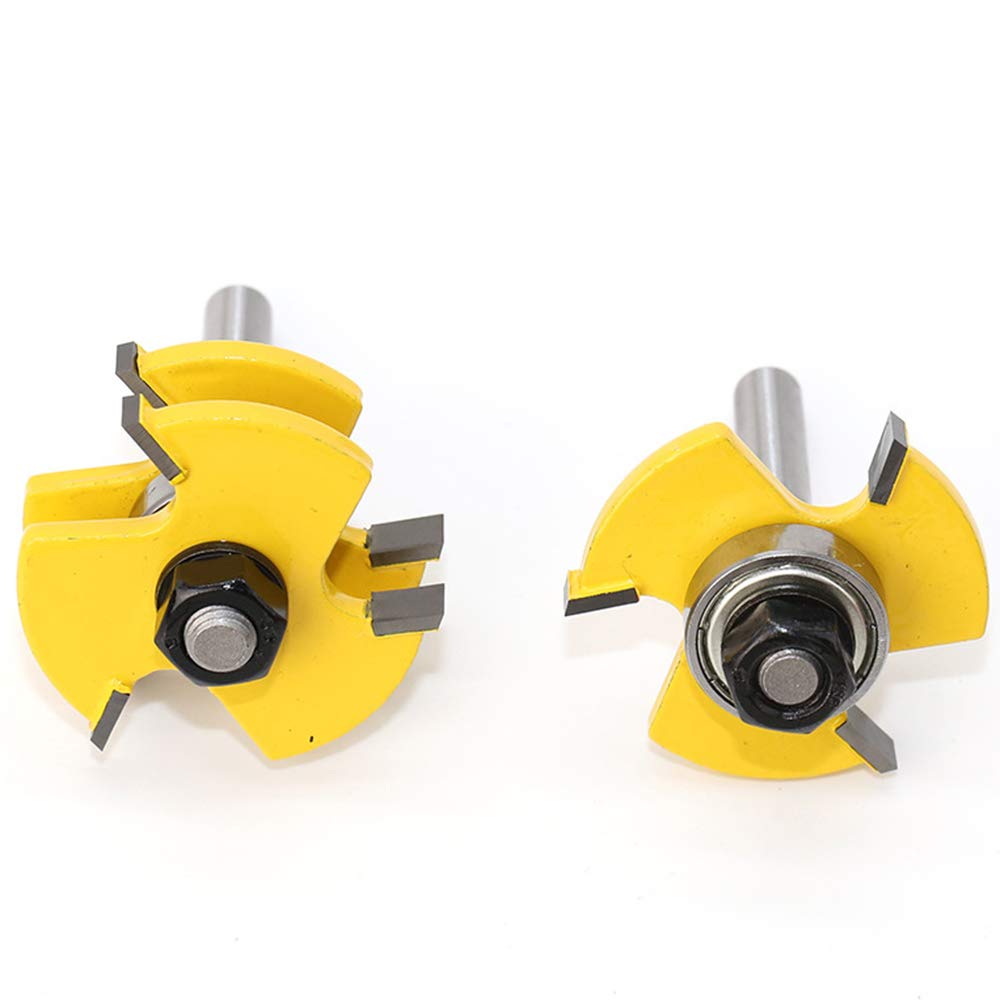 ASNOMY 45 Degrés Verrouiller Mitre Routeur Bit + Mèche de Langue + Fraise à Rainurer [ 8mm manche], percussion à rainure et à languette Fraise à Bois pour Outils de Menuiserie