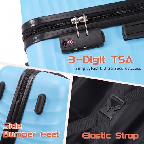 Image of Rosamo Luggage Sets 3 Piece, ABS Suitcase Set (20 /24 /28), Hardside luggage with Spinner Wheels, Travel Luggage,14x8x9 Airline Approved Carry on, Lightweight Luggage with High-Security Lock
