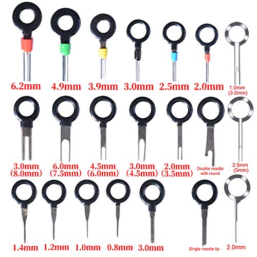 Febrytold 21Pcs Terminals Removal Key Tools Set for Car, Auto Electrical Wiring Crimp Connector Pin Extractor Puller Repair Remover Key Tools Set for Most Connector Terminal
